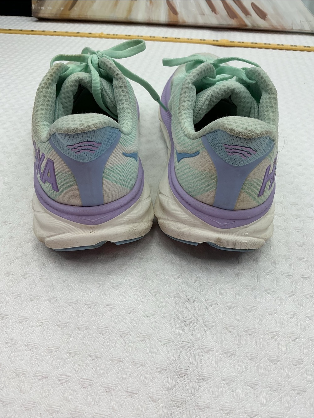 Hoka Mint Green and Lavender Athletic Running Shoes - Picture 10 of 12